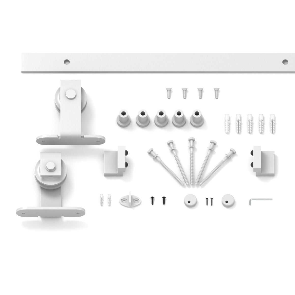White Classic Top Mount Barn Door Hardware