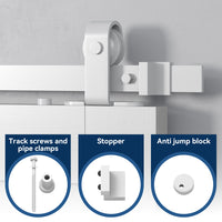 White Classic Top Mount Barn Door Hardware
