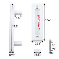 White Square Barn Door Handle Kit (Double Sided)