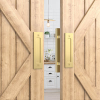 Brushed Gold Square Barn Door Handle Kit (Double Sided)