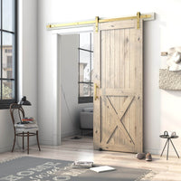 Brushed Gold Square Barn Door Handle Kit (Double Sided)
