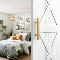 Brushed Gold Square Barn Door Handle Kit (Double Sided)
