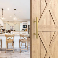 Brushed Gold Square Barn Door Handle Kit (Double Sided)