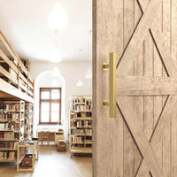 Brushed Gold Square Barn Door Handle Kit (Double Sided)
