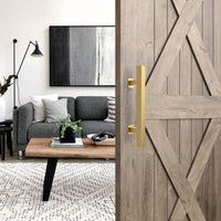 Brushed Gold Square Barn Door Handle Kit (Double Sided)