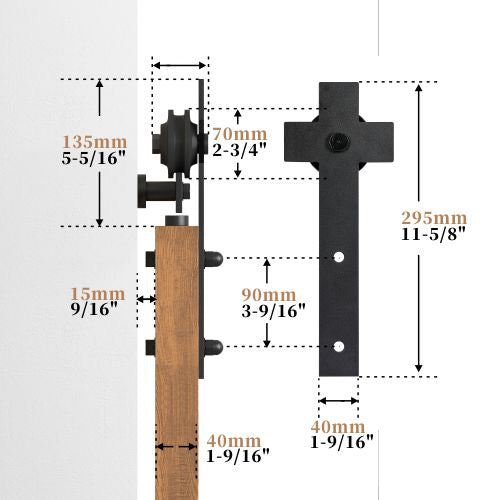 Cross Side Monut Barn Door Hardware
