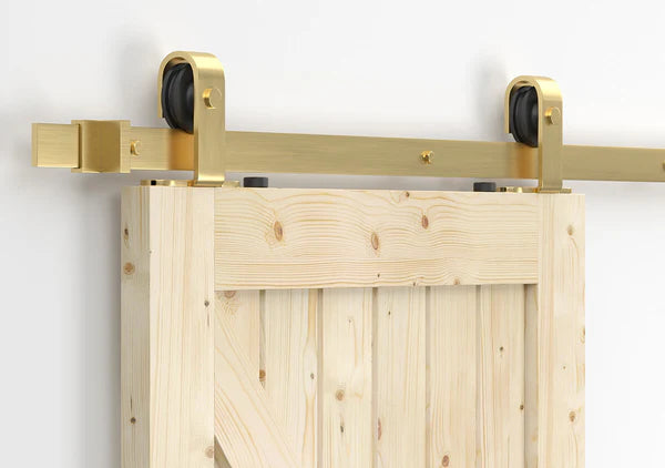 Brushed Gold Classic Top Mount Barn Door Hardware
