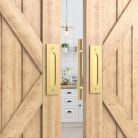 Brushed Gold Round Barn Door Handle Kit (Double Sided)