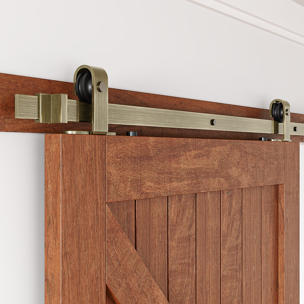 Brushed Bronze Classic Top Mount Barn Door Hardware