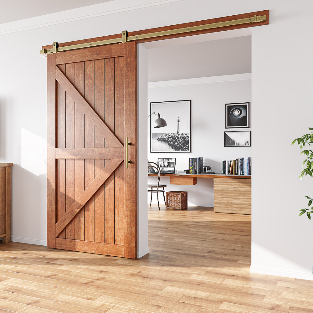 Brushed Bronze Classic Top Mount Barn Door Hardware