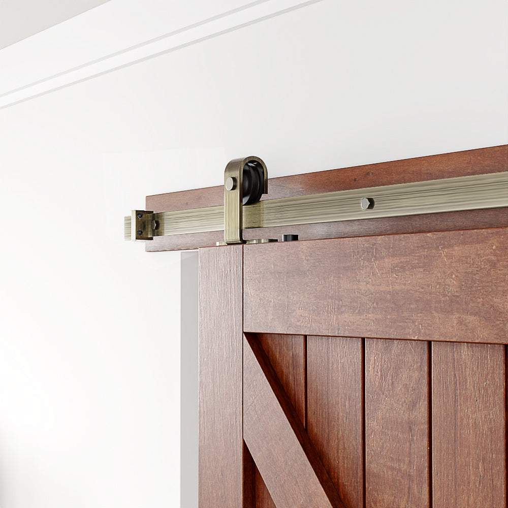 Brushed Bronze Classic Top Mount Barn Door Hardware