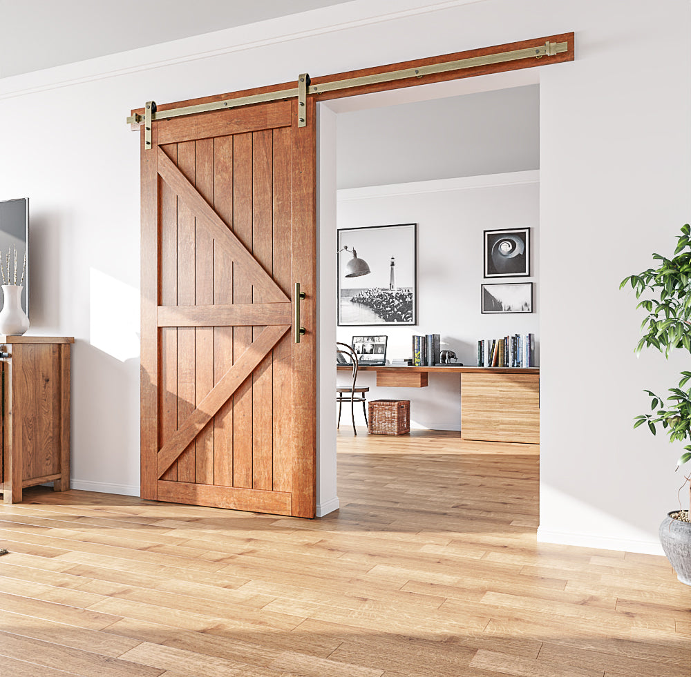 Brushed Bronze Classic Side Mount Barn Door Hardware