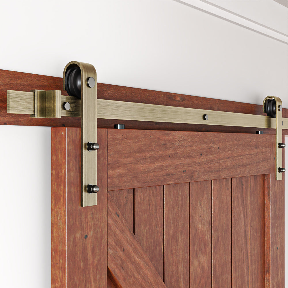 Brushed Bronze Classic Side Mount Barn Door Hardware