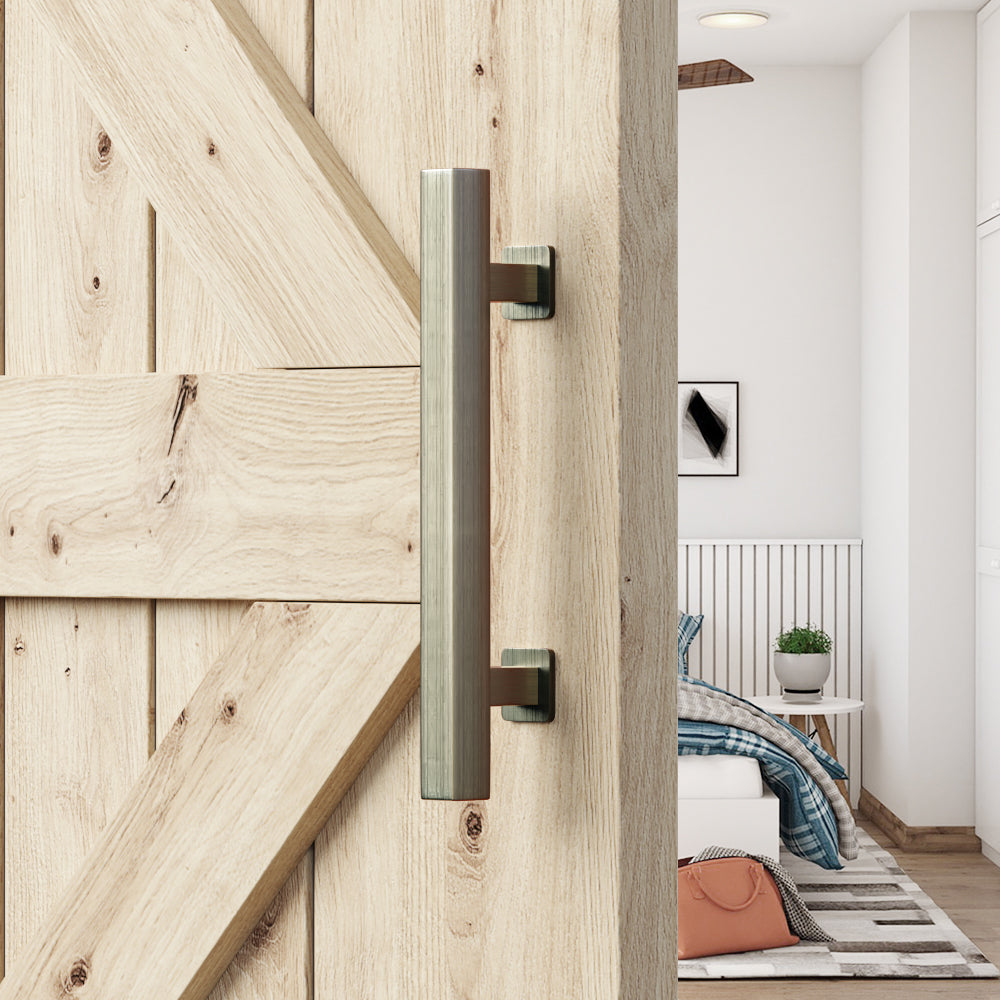 PRE ORDER! Brushed Bronze Square Barn Door Handle Kit (Double Sided)
