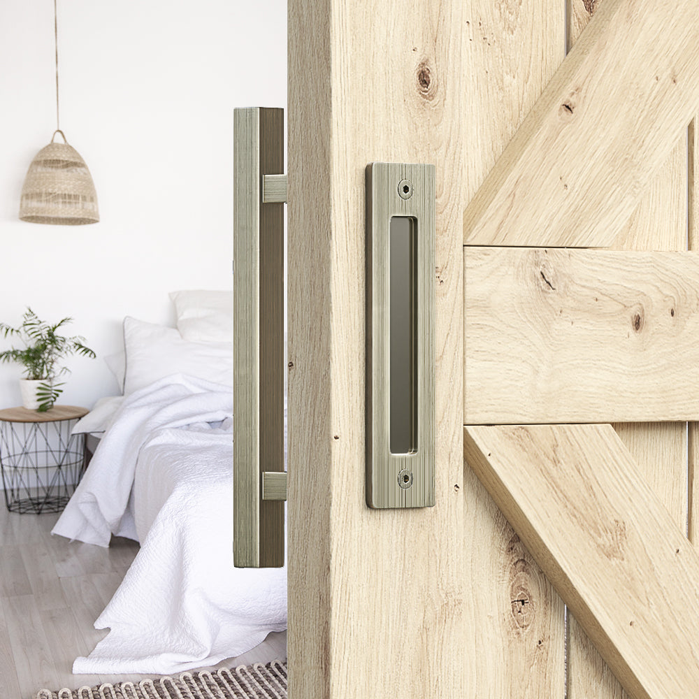 PRE ORDER! Brushed Bronze Square Barn Door Handle Kit (Double Sided)