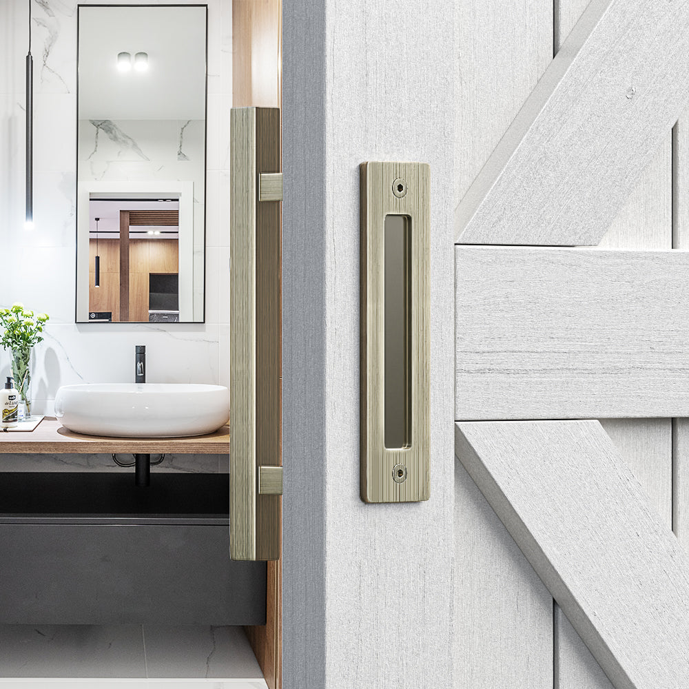 PRE ORDER! Brushed Bronze Square Barn Door Handle Kit (Double Sided)