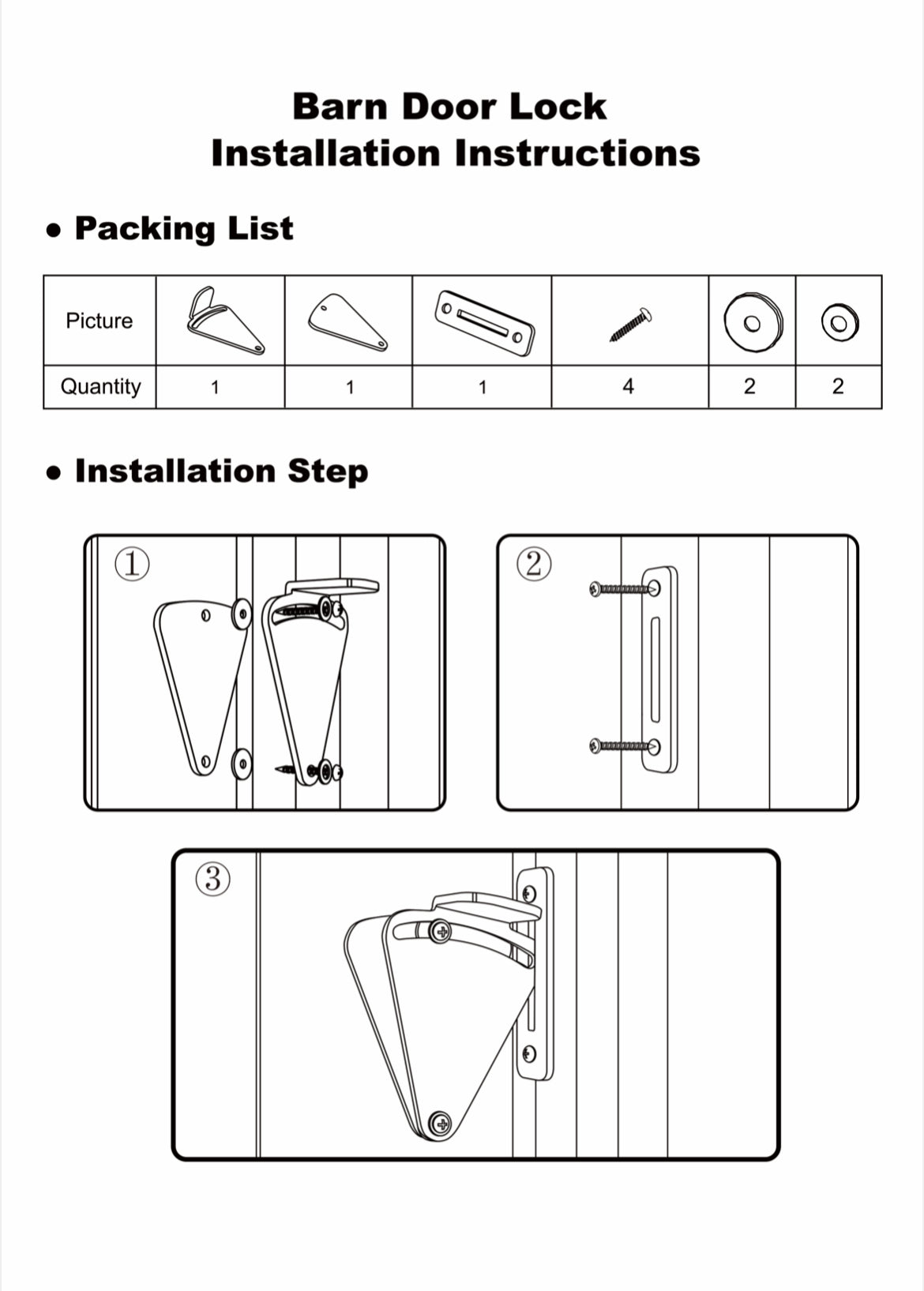 Stainless Steel Barn Door Lock - 001