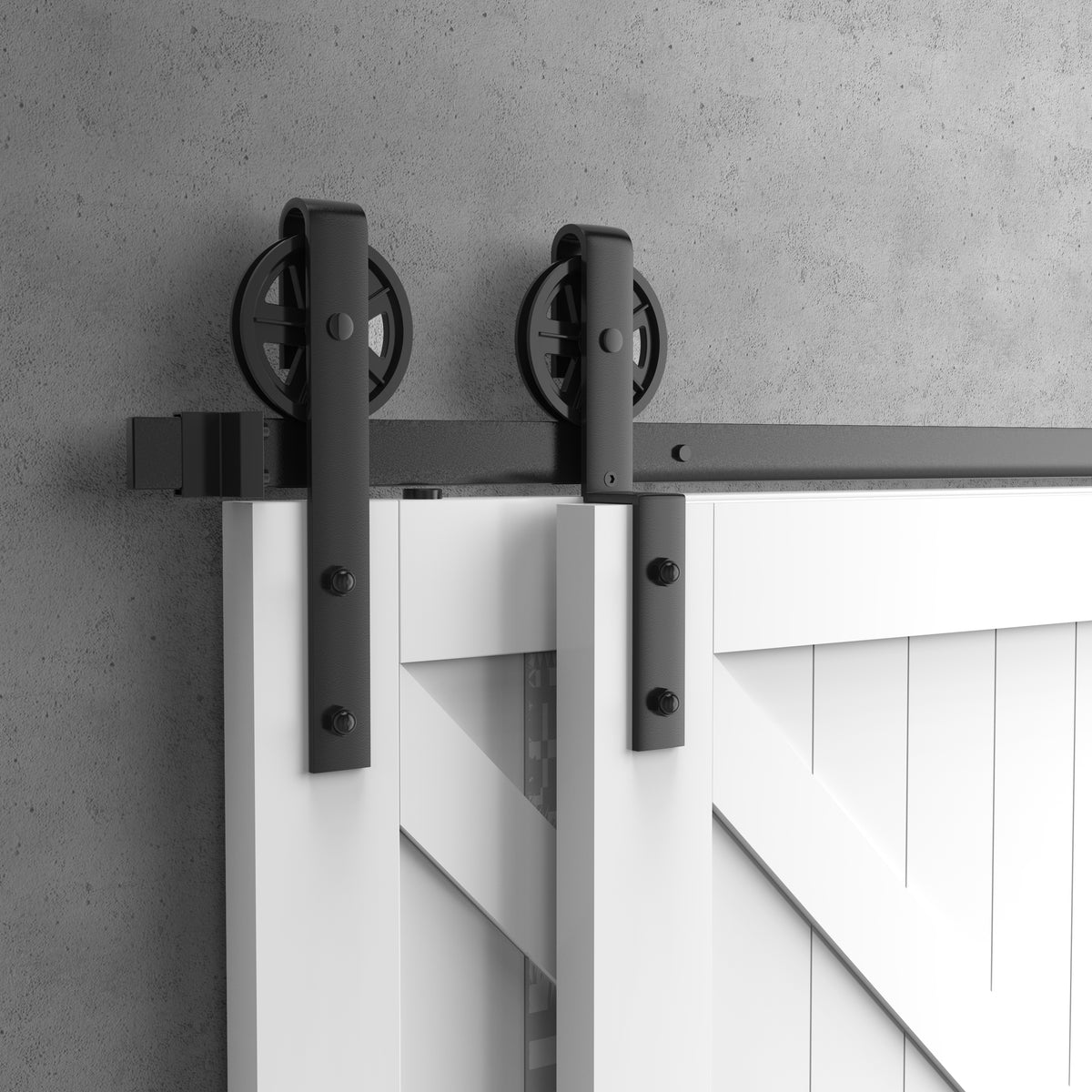 Large Wheel Bypass Barn Door Hardware (For Two Door Bypass)