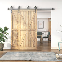 Large Wheel Bypass Barn Door Hardware (For Two Door Bypass)