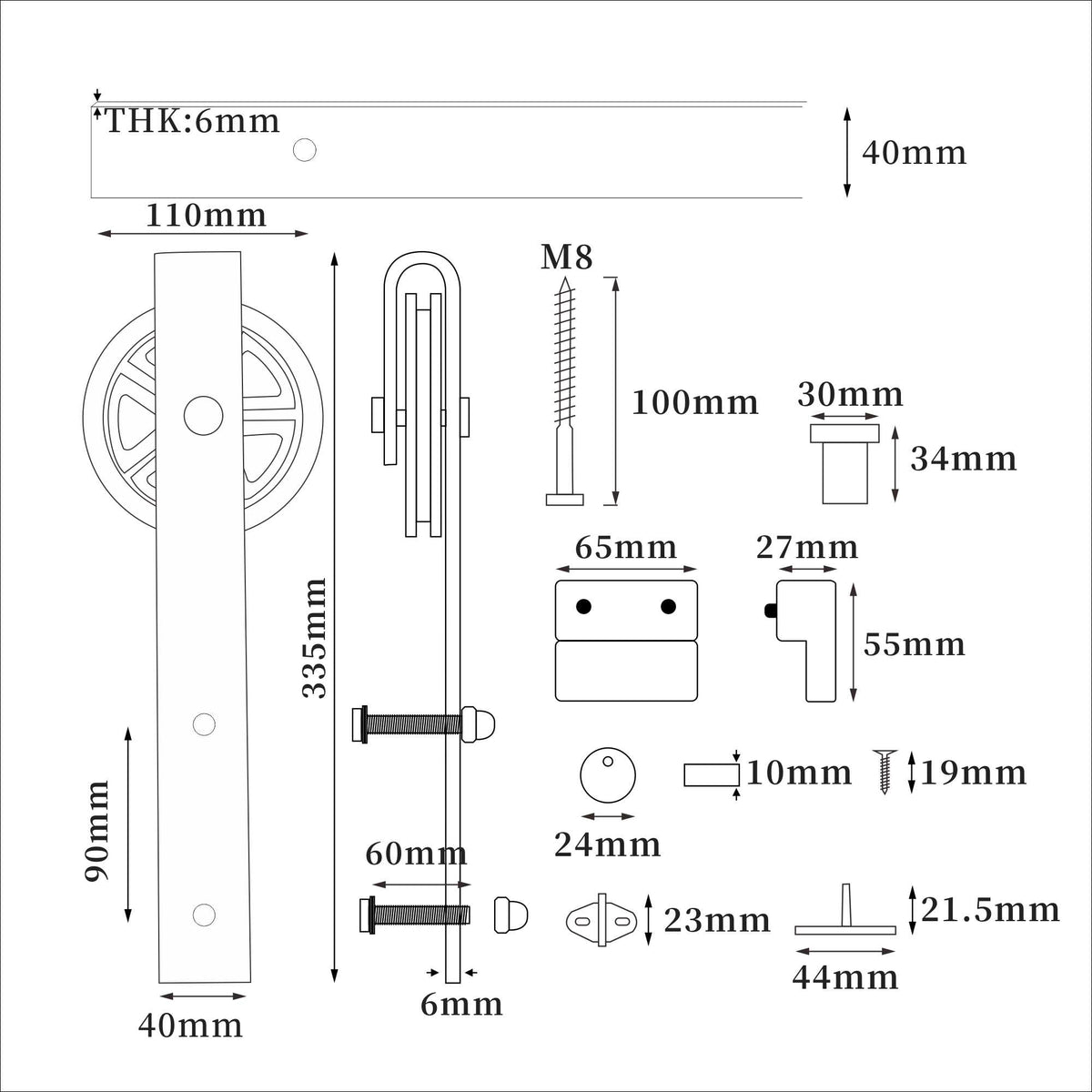 Large Wheel Barn Door hardware