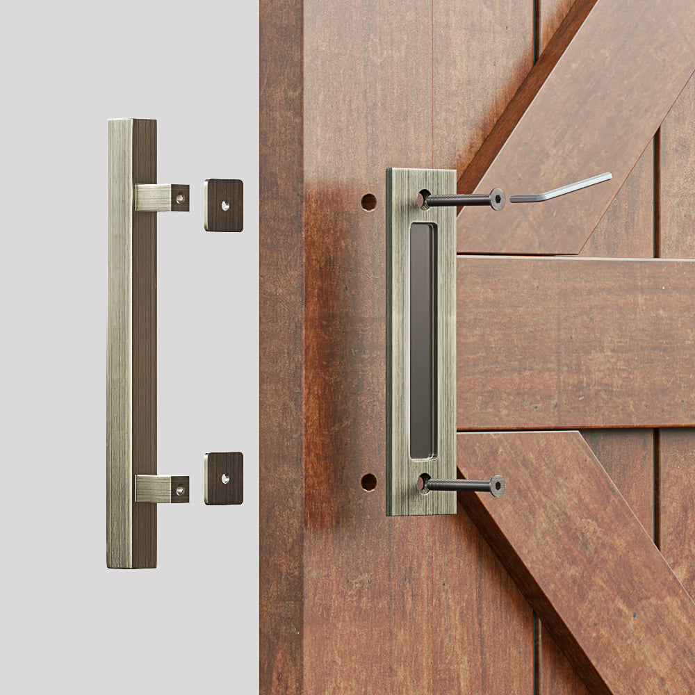 PRE ORDER! Brushed Bronze Square Barn Door Handle Kit (Double Sided)