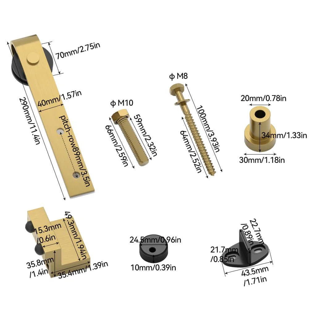 Brushed Gold Classic Side Mount Barn Door Hardware – Barn Door Hardware NZ