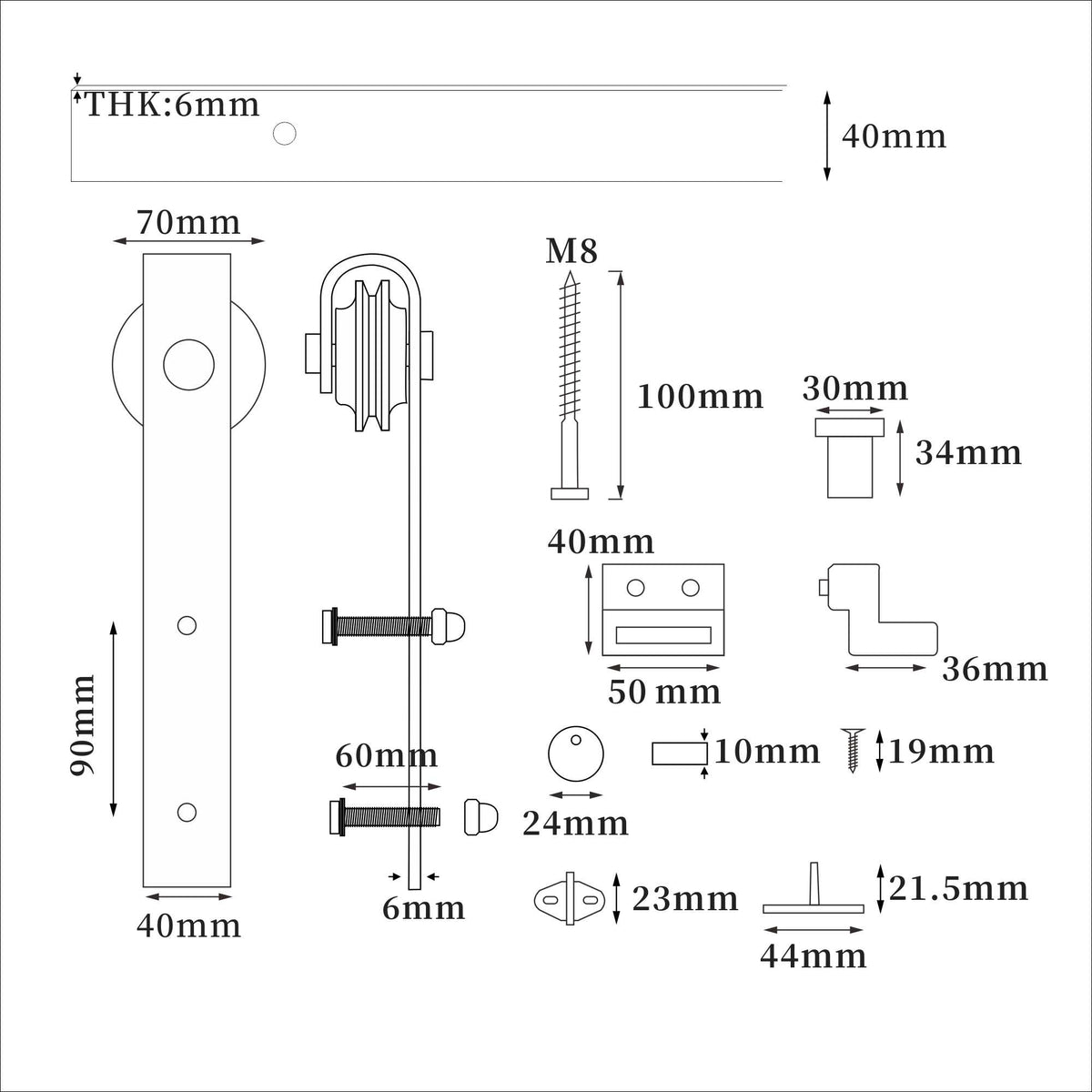 Classic Side Mount Barn Door Hardware