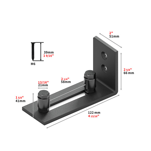 Small Wheel Black Steel Barn Door Floor Guide